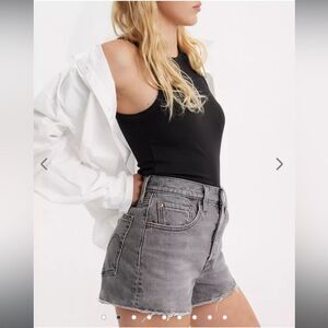 Levi's 501 Gray Jean Shorts Frayed Hem High-Waisted W31 Boho Beach Festival